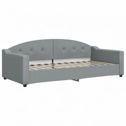 Sofa z funkcją spania, jasnoszara, 90x200 cm, obita tkaniną