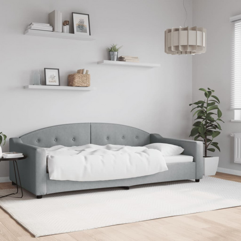 Sofa z funkcją spania, jasnoszara, 100x200 cm, obita tkaniną