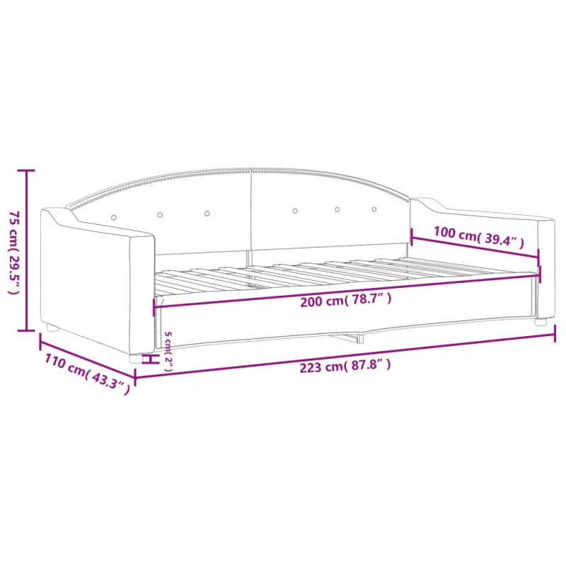 Sofa z funkcją spania, jasnoszara, 100x200 cm, obita tkaniną