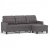 3-osobowa sofa z podnóżkiem, szary, 180 cm, sztuczna skóra