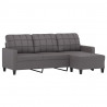 3-osobowa sofa z podnóżkiem, szary, 180 cm, sztuczna skóra
