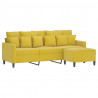 3-osobowa sofa z podnóżkiem, żółta, 180 cm, aksamit