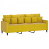3-osobowa sofa z podnóżkiem, żółta, 180 cm, aksamit