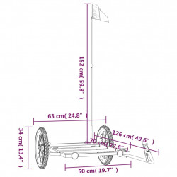 Przyczepka rowerowa, czarna, 126x63x34 cm, żelazna