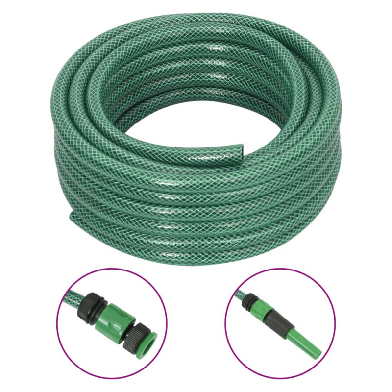 Wąż ogrodowy z zestawem złączek, zielony, 0,5", 20 m, PVC