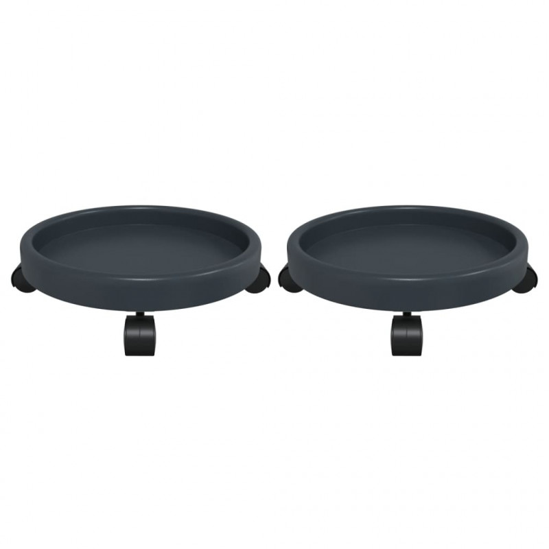 Podstawki pod donicę, z kółkami, 2 szt., szare, 34 cm, 35 kg