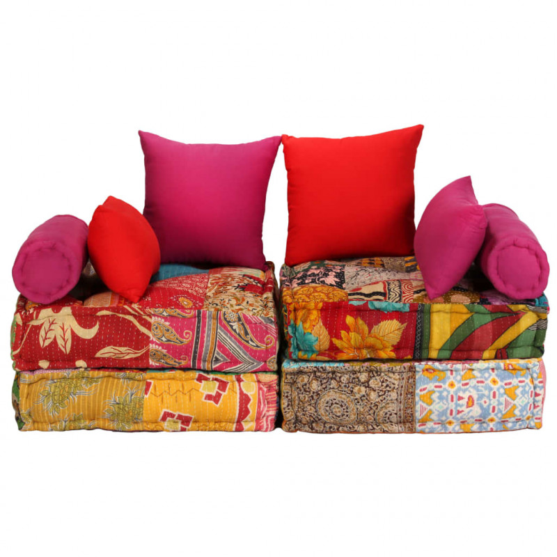 Puf modułowy, 2-osobowy, patchwork, tkanina