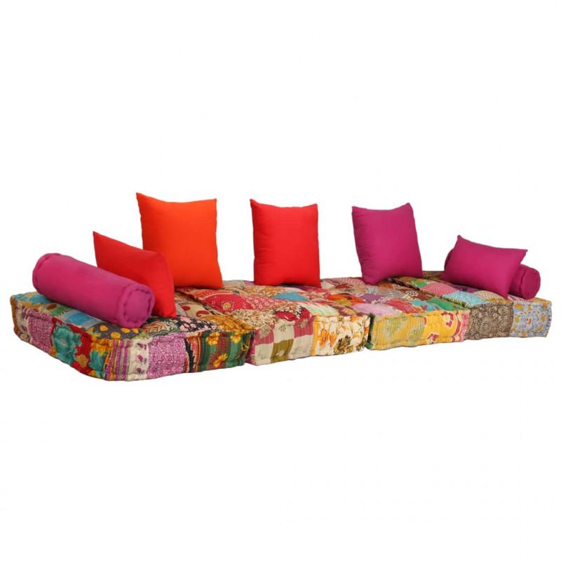 Puf modułowy, 2-osobowy, patchwork, tkanina