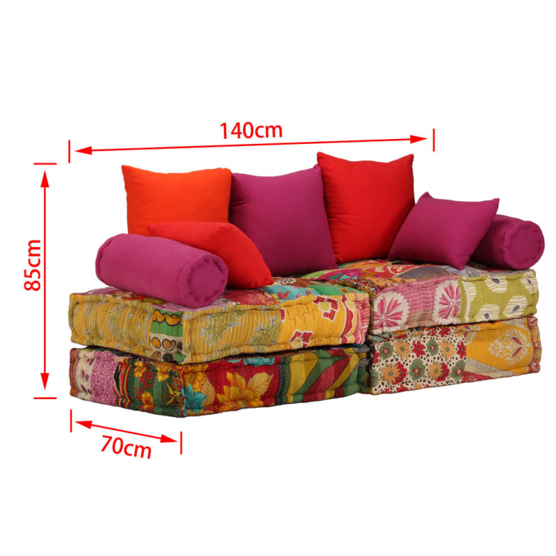 Puf modułowy, 2-osobowy, patchwork, tkanina