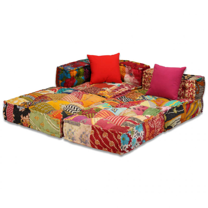 Puf modułowy, 3-osobowy, patchwork, tkanina
