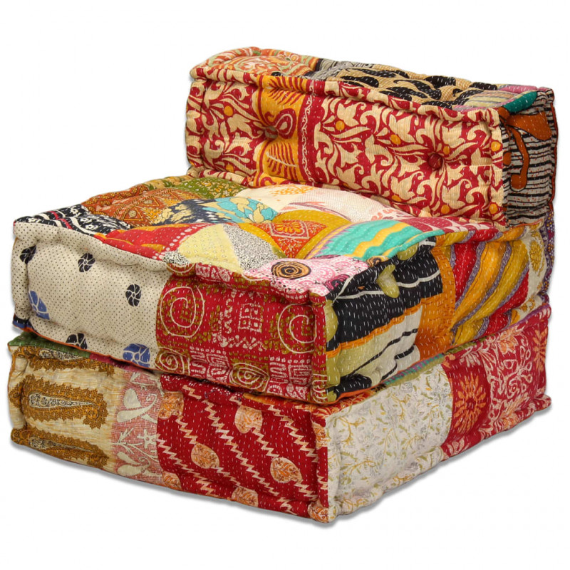 Puf modułowy, 3-osobowy, patchwork, tkanina