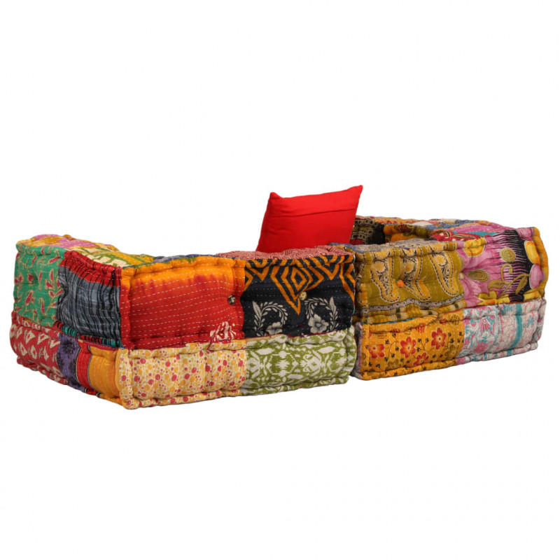 Puf modułowy, 2-osobowy, patchwork, tkanina