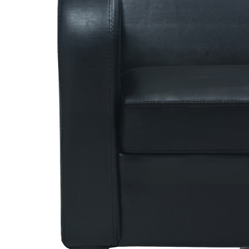 Sofa 3-osobowa, sztuczna skóra, czarna