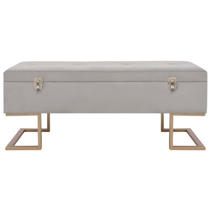 Ławka ze schowkiem, 105 cm, szara, aksamitna