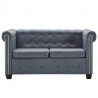 Sofa 2-osobowa w stylu Chesterfield, sztuczny zamsz, szara