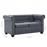 Sofa 2-osobowa w stylu Chesterfield, sztuczny zamsz, szara