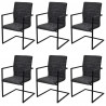 Krzesła stołowe, wspornikowe, 6 szt., czarne, sztuczna skóra