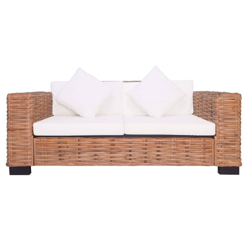 2-częściowy zestaw wypoczynkowy z poduszkami, naturalny rattan