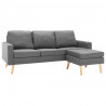3-osobowa sofa z podnóżkiem, jasnoszara, tapicerowana tkaniną