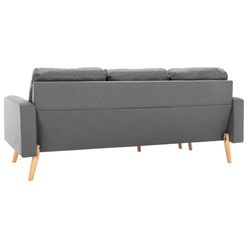 3-osobowa sofa z podnóżkiem, jasnoszara, tapicerowana tkaniną