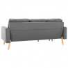 3-osobowa sofa z podnóżkiem, jasnoszara, tapicerowana tkaniną