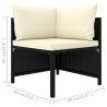 3-osobowa sofa ogrodowa z poduszkami, polirattan, czarna