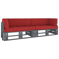 Sofa 2-osobowa z palet, z poduszkami, szara, drewno sosnowe