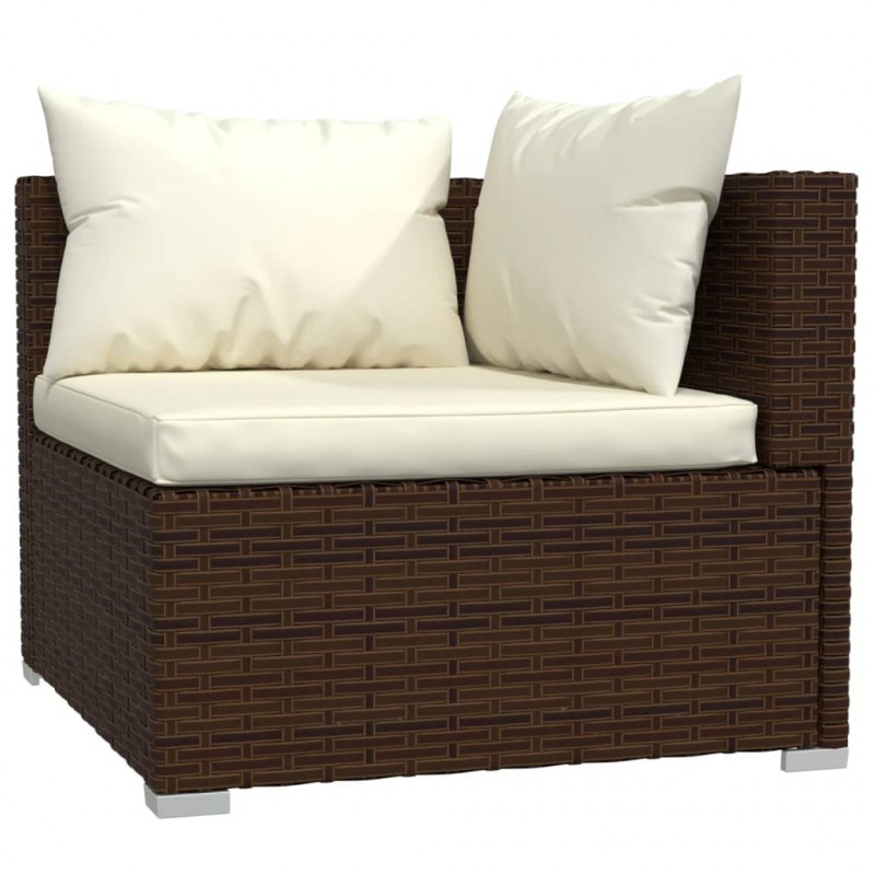 3-osobowa sofa z poduszkami, brązowa, polirattan