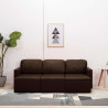 3-osobowa, rozkładana sofa modułowa, brązowa, sztuczna skóra