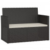 Ławka ogrodowa z poduszkami, czarna, 105 cm, polirattan