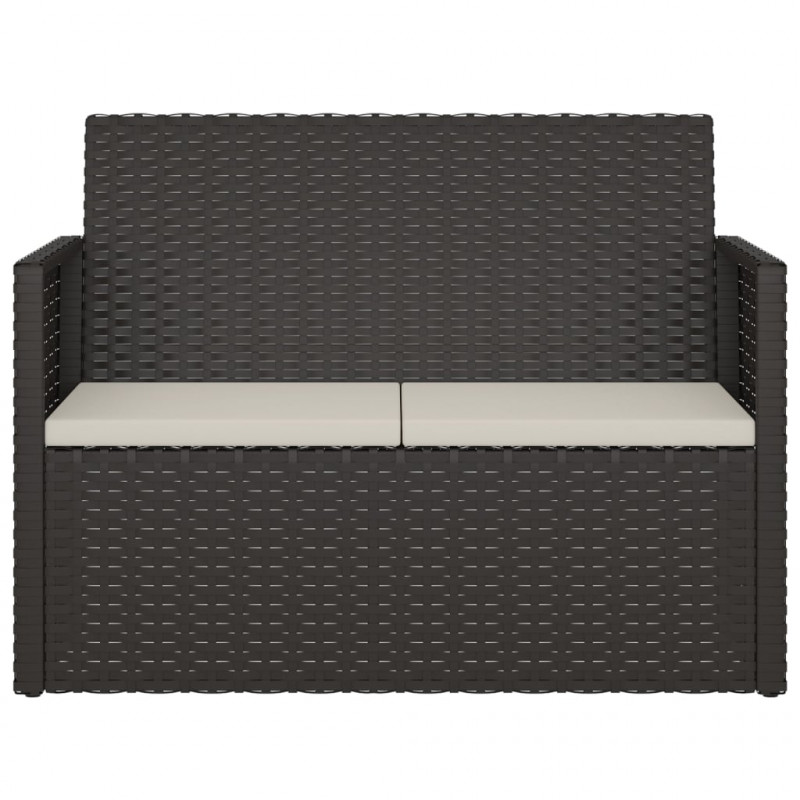 Ławka ogrodowa z poduszkami, czarna, 105 cm, polirattan