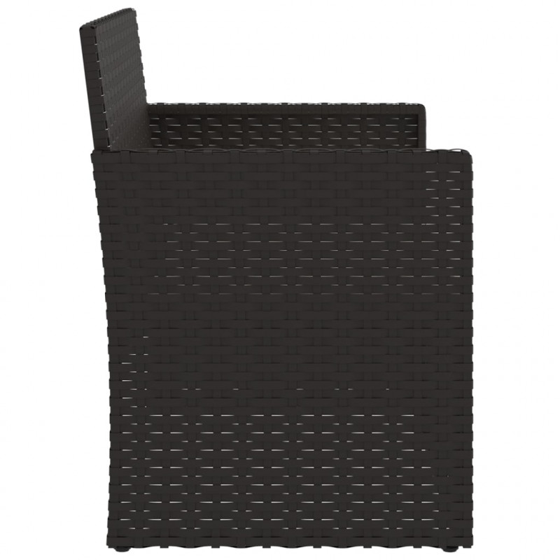 Ławka ogrodowa z poduszkami, czarna, 105 cm, polirattan