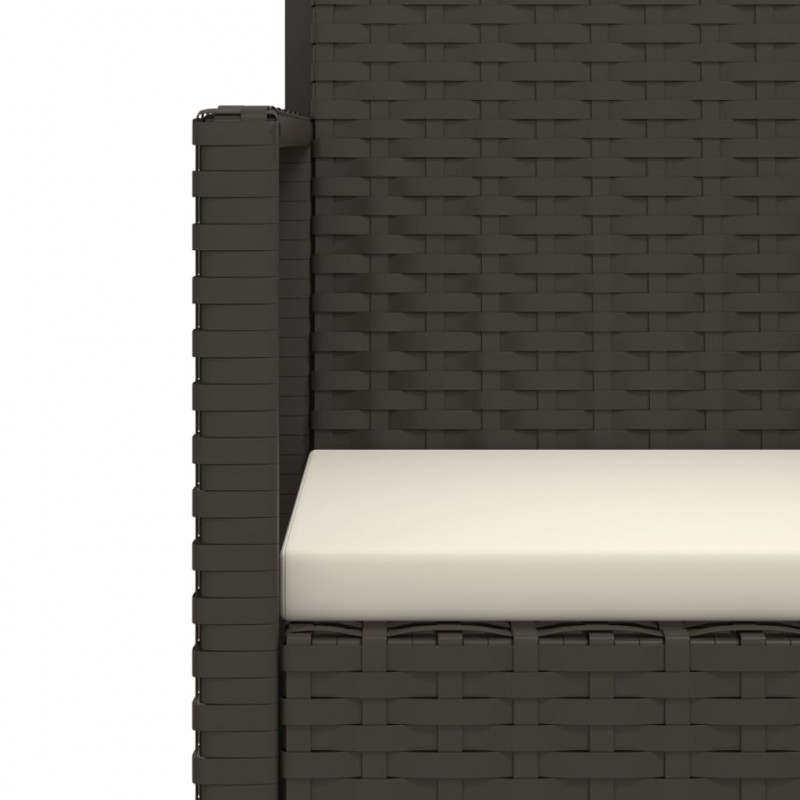 Ławka ogrodowa z poduszkami, czarna, 105 cm, polirattan