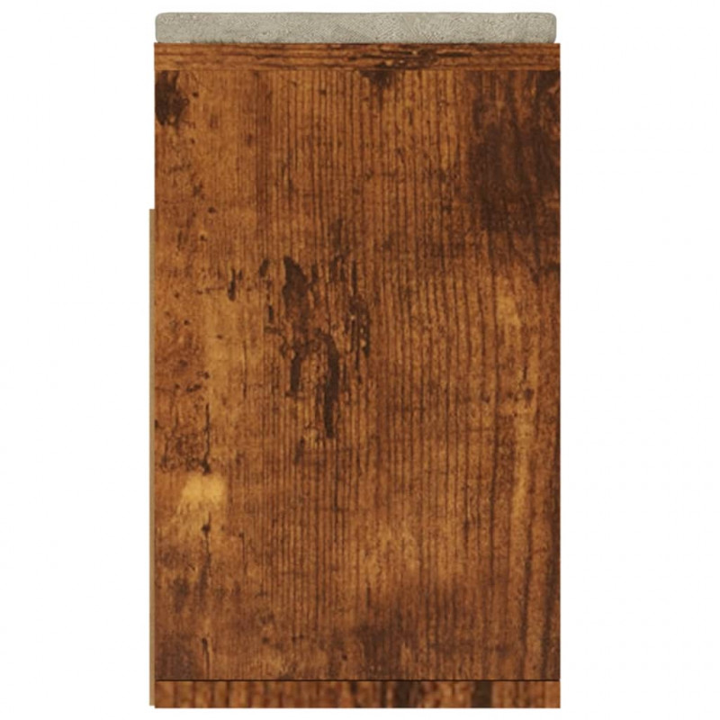 Ławka na buty z poduszką, przydymiony dąb, 104x30x49 cm