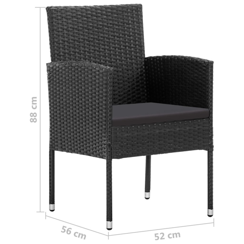 5-częściowy zestaw mebli ogrodowych, czarny
