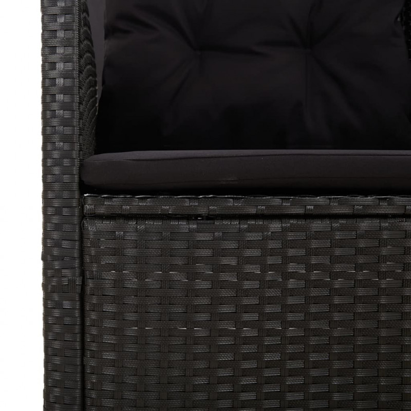 Rozkładana sofa narożna z poduszkami, czarna, polirattan
