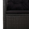 Rozkładana sofa narożna z poduszkami, czarna, polirattan