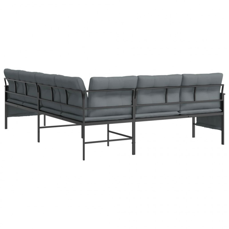 Ogrodowa sofa narożna, antracytowa, stal i textilene