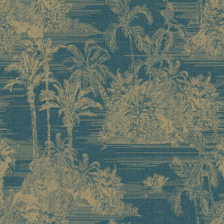 DUTCH WALLCOVERINGS Tapeta Tropical, ciemnoniebiesko-złota