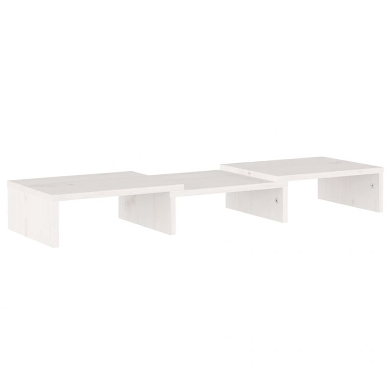 Podstawka na monitor, biała, 60x24x10,5 cm, lite drewno sosnowe