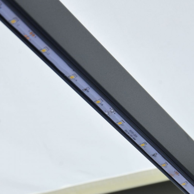 Ręcznie zwijana markiza z LED, 600 x 300 cm, kremowa