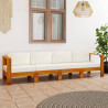 4-osobowa sofa ogrodowa z kremowymi poduszkami, drewno akacjowe