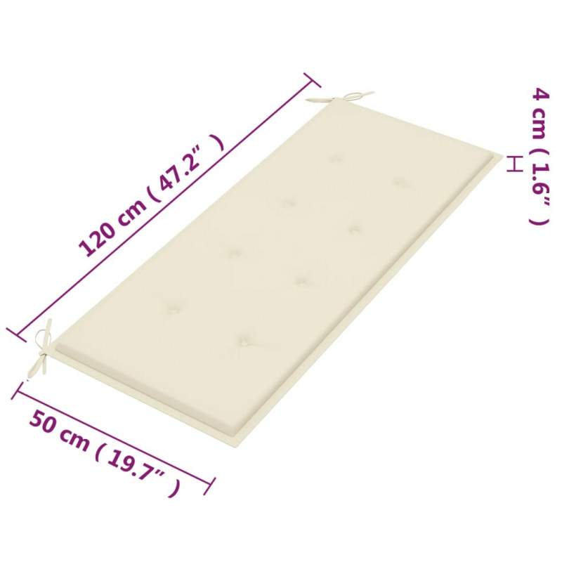 2-os. ławka ogrodowa z poduszką, 120 cm, lity eukaliptus