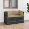 Ogrodowa sofa 2-osobowa z palet, z poduszkami, drewno sosnowe