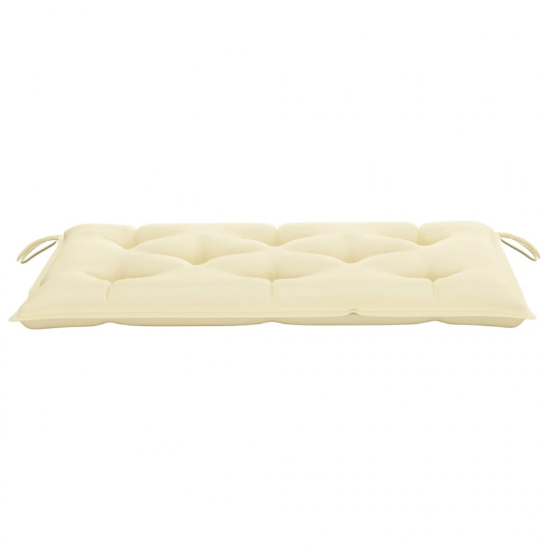 Ławka ogrodowa z kremową poduszką, 112 cm, lite drewno tekowe