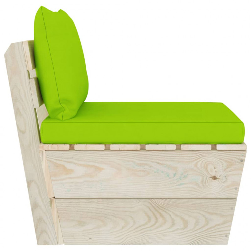 Ogrodowa sofa środkowa z palet, poduszki, impregnowany świerk