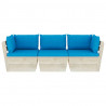 Ogrodowa sofa 3-osobowa z palet, z poduszkami, drewno świerkowe