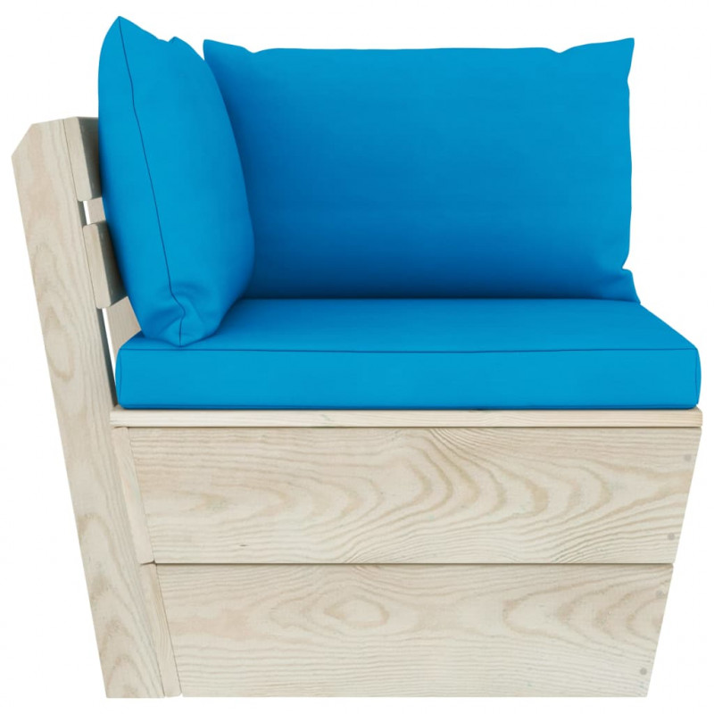 Ogrodowa sofa 3-osobowa z palet, z poduszkami, drewno świerkowe