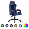 Fotel dla gracza z RGB LED, niebiesko-czarny, sztuczna skóra
