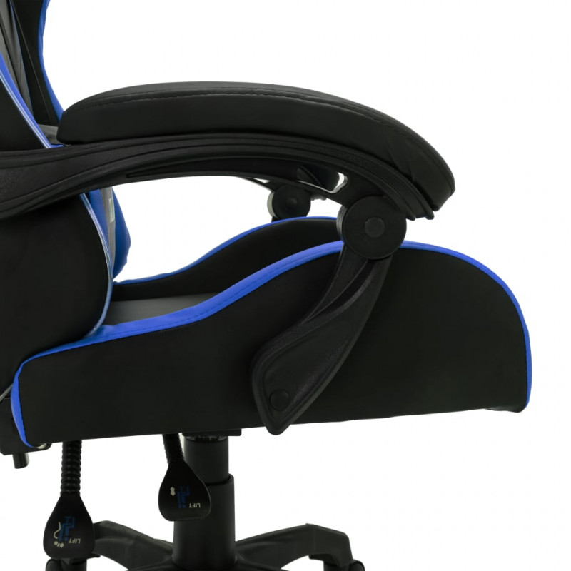 Fotel dla gracza z RGB LED, niebiesko-czarny, sztuczna skóra